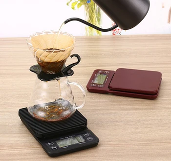 Преносими електронни везни с таймер 3 кг/5 кг x0.1g LCD цифров кухненски кафе Везни тегло на инструмента везни прецизна бижута везни