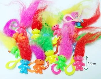 8 pc Colorful Лъки Troll 2.5 cm Plastic clip Birthday Party Забавни Favor game Vending Gift Pinata Bag Filler Loot не мога да понасям новост