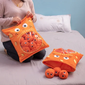 6шт 9шт чанта бутер пай плюшени играчки оранжево Снек плюшено пудинг животни топката в торбата пълнени мини бутер играчки Huggable деца подарък