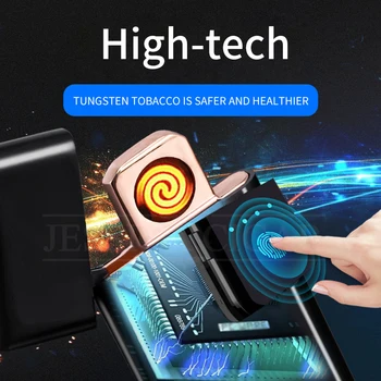 Ультратонкая цигара, запалка USB зареждане ветрозащитный мини пръстови отпечатъци индукционный екран беспламенные електрически запалки за цигари