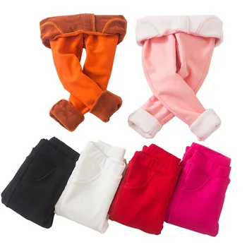 Есен-зима велур дебели и дълги панталони участък тесни гамаши за момичета памучни флисовые панталони за момичета дънки цвят карамел детски панталони