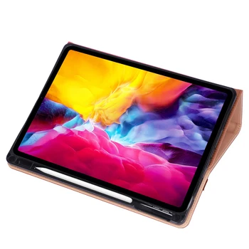Луксозен ПУ кожен флип калъф за новия IPad Pro 11 инча 2020 щанд Smart Sleep Wake/Up Tablet защитно покритие с перо и слот Funda+дръжка