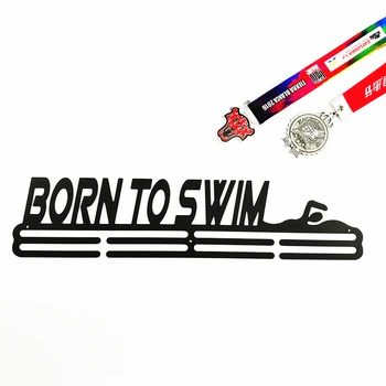 Роден, за да плува медал закачалка метална медал закачалка за плуване, спорт медал rack притежателя медали