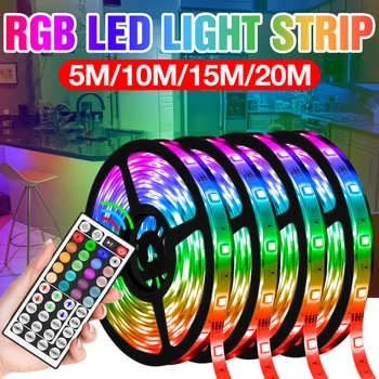 LED RGB светодиодни ленти адаптер 5050 SMD гъвкава лента USB DC12V Лента диоди водоустойчиви дистанционно управление RGB 5 М, 10 м 15 м 20 м лестничный декор