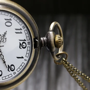 Старинни бронзови модерни кварцови часовници джоб с огърлица на веригата джобни часовници за мъже, жени, Стари часовници Fob Watch подаръци