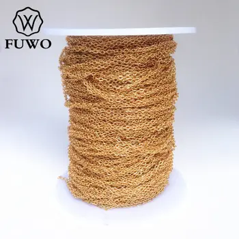 FUWO 10Meter Brass Round O Chain With 24-каратово Злато Dipped Highquality Anti-Tarnish Chain For Jewelry Making 1.5*2.0 mm NC004