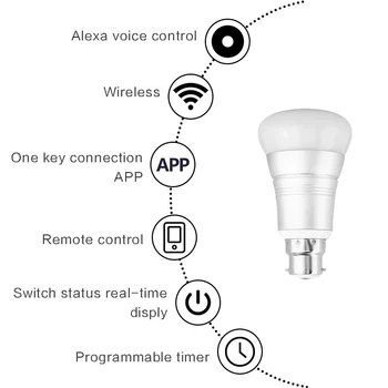 WiFi Smart LED Light E27 B22 лампа с нажежаема жичка 8W Bayonet Dimmable Lamp RGBW Voice APP Control By Alexa Google Home Атмосфера Light