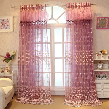Европейският стил на 3D пеперуда бродиран тюл завеса розово лилаво романтичен воал за момичета стая сватбена украса на дома AG472#4