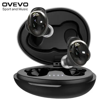 Нов прием на Ovevo Q80 bluetooth V5.0 слушалки IPX7 водоустойчив Super Bass HiFi слушалки с микрофон червен, син цвят