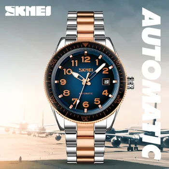 Автоматични часовници мъжки маркови часовници SKMEI луксозни стомана Кварцов ръчен часовник на дисплея време и дата на механичните часовници мода бизнес час