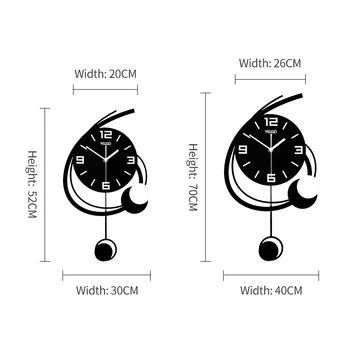 MEISD стенни часовници черно Голям махалото Начало часовник Кварцов тиха всекидневна декор Horloge акрилни безплатни стикери Безплатна доставка