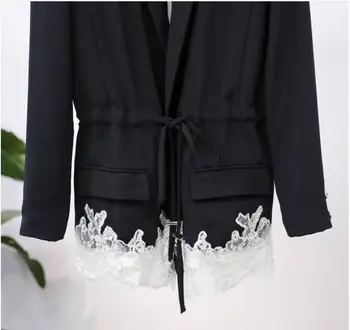 Мода ретро готически Завързана жилетка яке с дълъг ръкав случайни дълъг ръкав женски блейзър костюм, палто