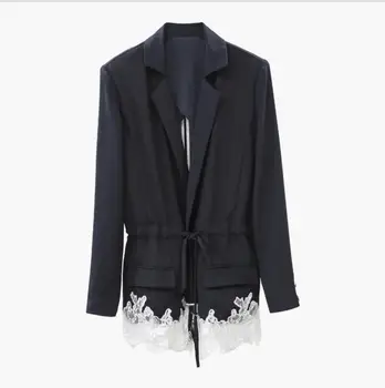 Мода ретро готически Завързана жилетка яке с дълъг ръкав случайни дълъг ръкав женски блейзър костюм, палто