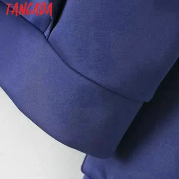 Tangada Women Casual Hoodie hoody с къдри О-образно деколте с дълъг ръкав в лилаво синьо дами есен зима върховете SX05