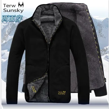 Гореща зима мъжки дебелина палто, панталони, комплекти голям е размерът на топло руно подложка облекло открит къмпинг катерене туризъм яке панталони