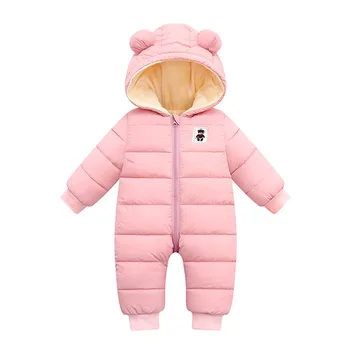 Дебел детски гащеризон новородено бебе Baby Boys Girls Hooded Snowsuit Гащеризон палто с дълъг ръкав на горно облекло яке дрехи за момичета 3M-18M