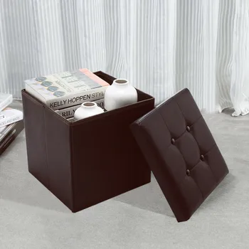 Сгъваема табуретка-кутия за съхранение на столче на седалката на стол домашен стол, пейка за краката на пейката за съхранение на домашна колекция бижута спестите място