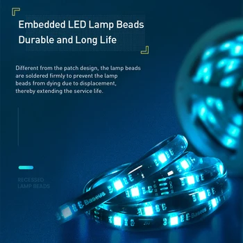 Baseus LED Strip Light RGB 5050 гъвкава USB led лента Лента низ лампа 5V RGB Gaming, LED Светлини Stripe TV на PC Backlight 1m 1.5 m