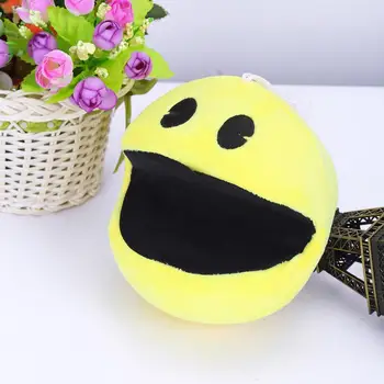 1бр 14 см сладък плюшен кукла жълто усмихнато лице израз на топката Pacman мека играчка за деца Дете, за рожден ден подарък за Коледа