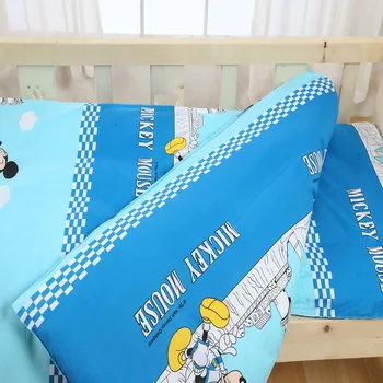 памук 2019 нов набор от детски легла Мики Маус, Мини маус меко детско одеало, Детски креватчета комплекти бебешко кошче (безплатно) набор от чаршаф калъфка за възглавница с плосък лист