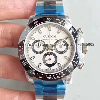 Луксозна марка автоматични механични мъжки часовник военни бели керамични сапфировые каишка от неръждаема стомана, дата водоустойчив мъжки часовник