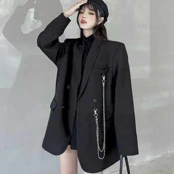 Ново яке женски модерен тъмно черен Ins ретро свободни и тънки печени улица яке на жената 2021 пролет и есен свободни A
