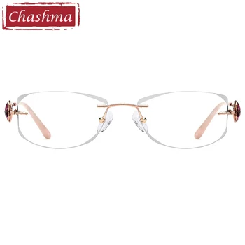 Планински кристал прозрачни лещи, предписани очила за жени луксозни титанов леки очила без рамки рамки за очила