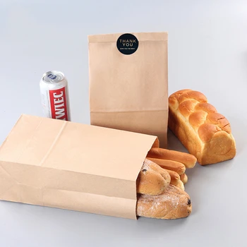 50/вземане 100pcs Fine kraft paper bag food holiday gift bag for sandwich bread candy recyclable party bag dry packaging paper bag