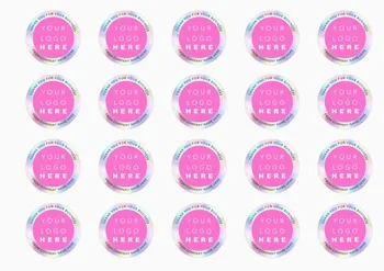Персонални Холограма Произведено По Поръчка Името На Логоса Паяжини Розова Благодаря Класическа Кръгла Стикер