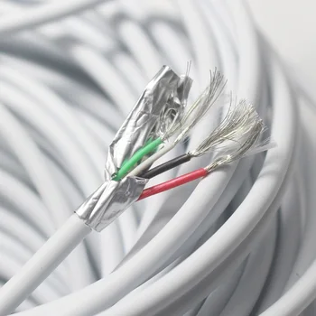 10-метров 4-проводный бял / черен кабел за пренос на данни с екран / USB Audio BNC Vedio / DIY plug the power for Phone / tablet charging Wire