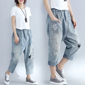 Евтини търговия на Едро 2019 нов есен зима горещо продажба на дамска мода ежедневни дънкови панталони FP104