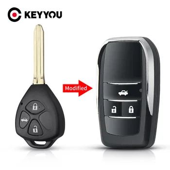 KEYYOU 3 Button Modified Flip Folding Remote Key Shell Case за Toyota Reiz/Camry/Rav4/Yaris Uncut Remote Key Fob Case Cover