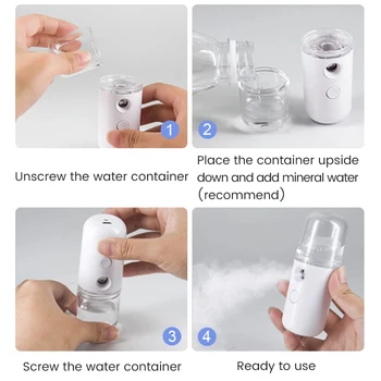 Nano Mist Лицето Sprayer USB Beauty Humidifier Акумулаторна небулайзер Face Steamer овлажняващи инструменти, Инструменти за грижа за кожата на лицето