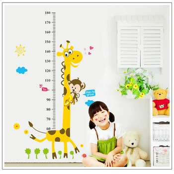 Винилови стикери за стена за детска стая kid Height Chart Wall Sticker Home Decor декоративна жираф Височина състав на стикери за стени на тапети