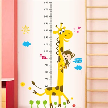 Винилови стикери за стена за детска стая kid Height Chart Wall Sticker Home Decor декоративна жираф Височина състав на стикери за стени на тапети