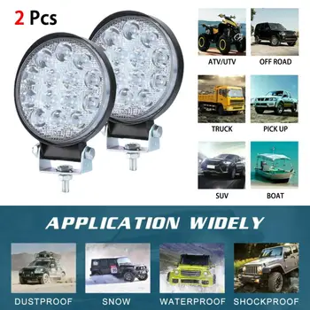 2pcs Round 140W Car LED Work Light Spot Lamp Офроуд Камион Tractor Boat SUV UTE 12/24V Universal