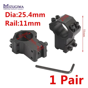 1 чифт MIZUGIWA Scope Mount Rings 25.4 mm / 30mm Уивър 11 mm / 20mm Picatinny Rail For Sight Optics Pistol Еърсофт Accessories