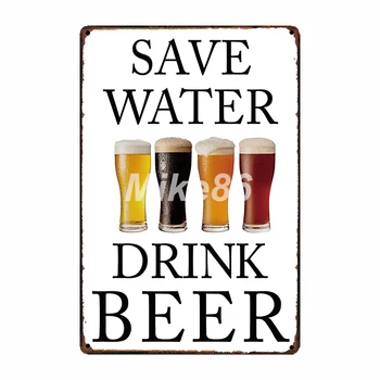 [ Mike86 ] ледено студена бира ТУК Метална табела вино спестява вода забавен плакат на Арт Декор на стените на кръчмата бар Vintage е отворен 24 часа занаят FG-226