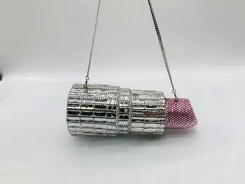 Бутиков де FGG новост за дизайнерски чанти жени мини червило съединител Crystal вечерни чанти сватба планински кристал чанта чантата