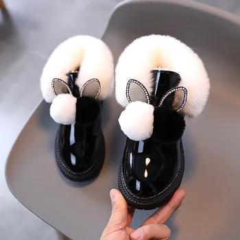 Зимните косата топката детски обувки за ски 2020 нов изкуствена кожа топли детски ботильоны нескользящие детски кожени ботуши за момичета B412