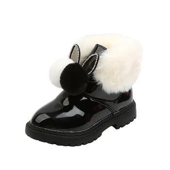 Зимните косата топката детски обувки за ски 2020 нов изкуствена кожа топли детски ботильоны нескользящие детски кожени ботуши за момичета B412