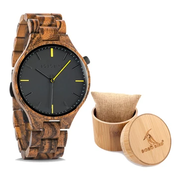 Relogio Masculin BOBO Bird Wood Watch Japan Hot Men кварцов часовник луксозна марка прост стил на дървен каишка мъжки часовници за подарък