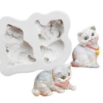 Котка силиконови форми направи си САМ ръчно изработени шоколадови мухъл персийски котки силиконови форми за торта Moul Przy фондан сладък силиконов каучук 001