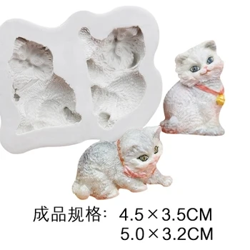 Котка силиконови форми направи си САМ ръчно изработени шоколадови мухъл персийски котки силиконови форми за торта Moul Przy фондан сладък силиконов каучук 001