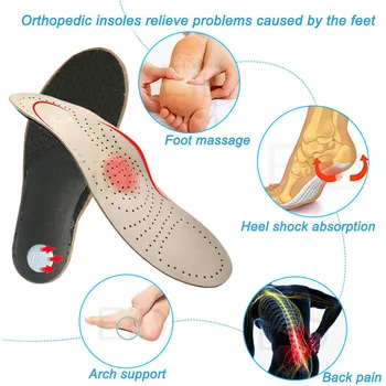 ЕЙД естествена кожа ортопедична стелка за плоскостопия арочная поддръжка на ортопедични обувки подметка стелки за краката на мъже, жени бик крак унисекс