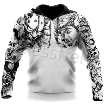 Tessffel Japan Samurai Tattoo 3D Printed New Sweatshirt Men ' s Harajuku Zipper Hoodie ежедневни мъжки яке пуловер стил-4