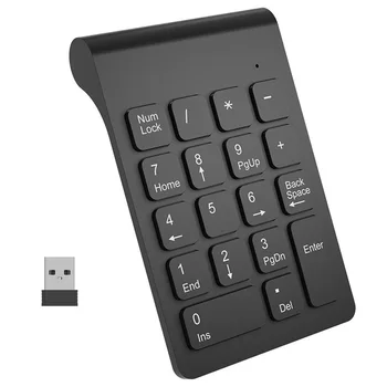 Безжична 2.4 GHz 18 клавишите Number Pad цифрова клавиатура Клавиатура за преносими PC и Mac черен