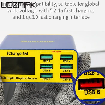 Icharge 6M QC 3.0 USB Smart Charge поддържа бързо зареждане с LCD дисплей за iPhone HUAWEI, XIAOMI SAMSUNG OPPO VIVO MECHANIC