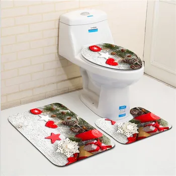 3шт подложка за баня комплект Коледен тоалетка мат противоскользящий килим за баня изтривалка за баня, хол с кухня врата мат