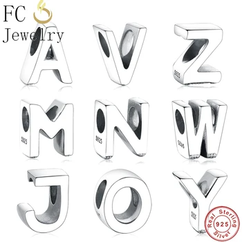 2019 Winter 925 Sterling Silver Letter Collection A to Z Alphabet Charms Beads fit Original Charm Bracelet САМ Jewelry